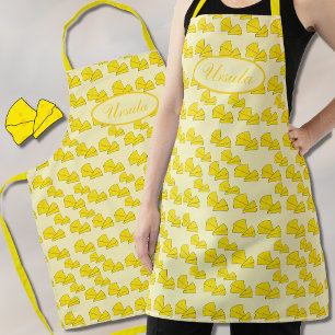 Delantal Doodle de queso suizo amarillo Apron con nombre