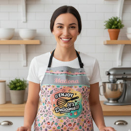 Delantal Doodle Delicioso Arte de Pastel con Batidor