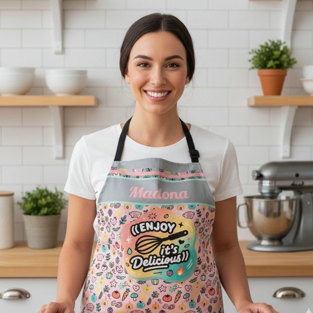 Delantal Doodle Delicious Whisk Pastel Art (Subido por el creador)