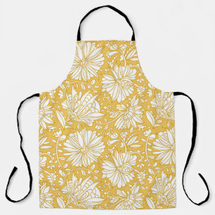 Delantal Doodle dorado floral, abstracto dibujado a mano