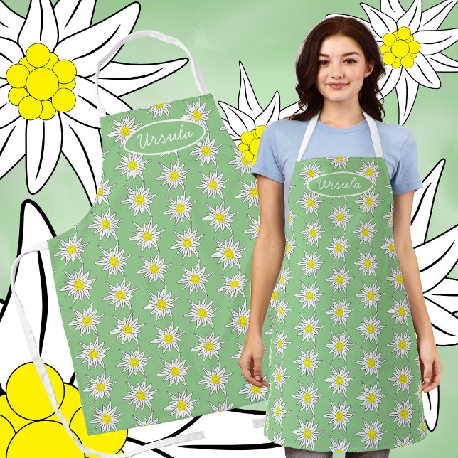 Delantal Doodle Edelweiss Impresión de flores Apron verde c (Subido por el creador)