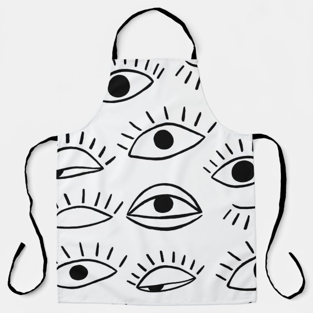 Delantal Doodle eye, patrón creativo sin costuras. (Anverso)
