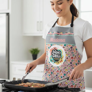 Delantal Doodle Parrilla Caliente Barbacoa Cocina de Verano