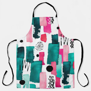 Delantal Doodle Patrón sin foco de color rosa y gris