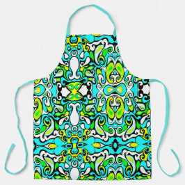 Delantal doodle retro swirl estilo vintage de los años 60