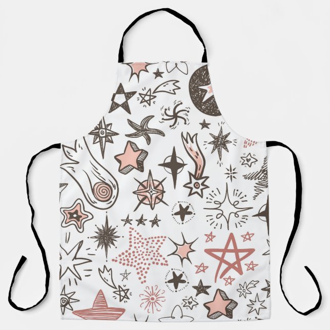 Delantal Doodles cósmicos: estrellas y cometas (Anverso)