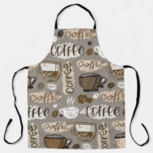Delantal Doodles de café: patrón dibujado a mano