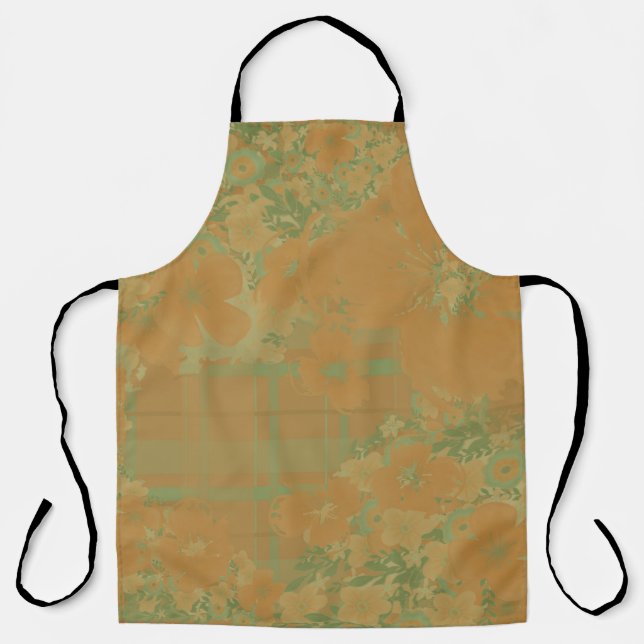 Delantal Dorado y floral y Rosa (Anverso)