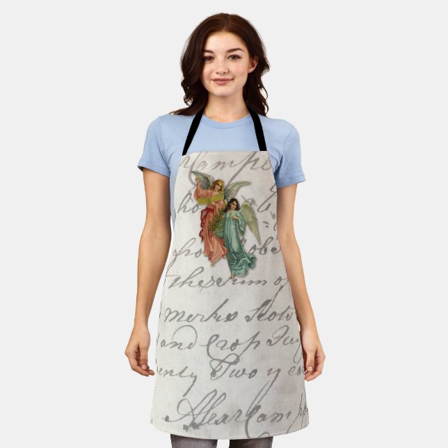 Delantal Dos ángeles Navidades - Victorianos desechan a la  (Gastado)
