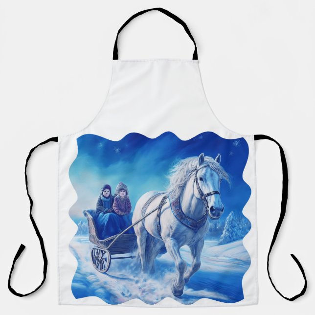 Delantal Dos Chicas Jóvenes En Un Snowowley En Sleigh (Anverso)