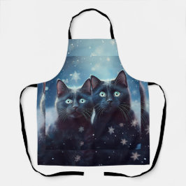 Delantal Dos gatos negros que se nivelan