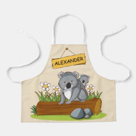 Delantal Dos lindos koalas sentados en el tronco