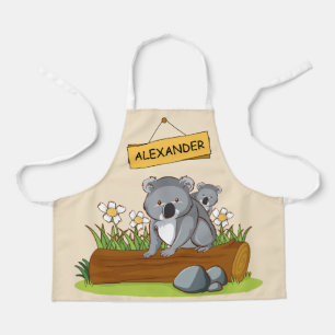 Delantal Dos lindos koalas sentados en el tronco