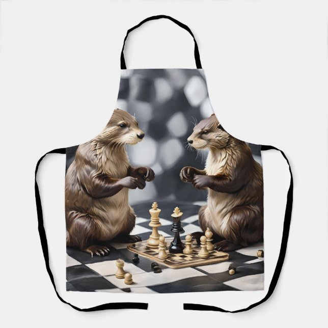 Delantal Dos Otras Jugando Ajedrez, (Anverso)