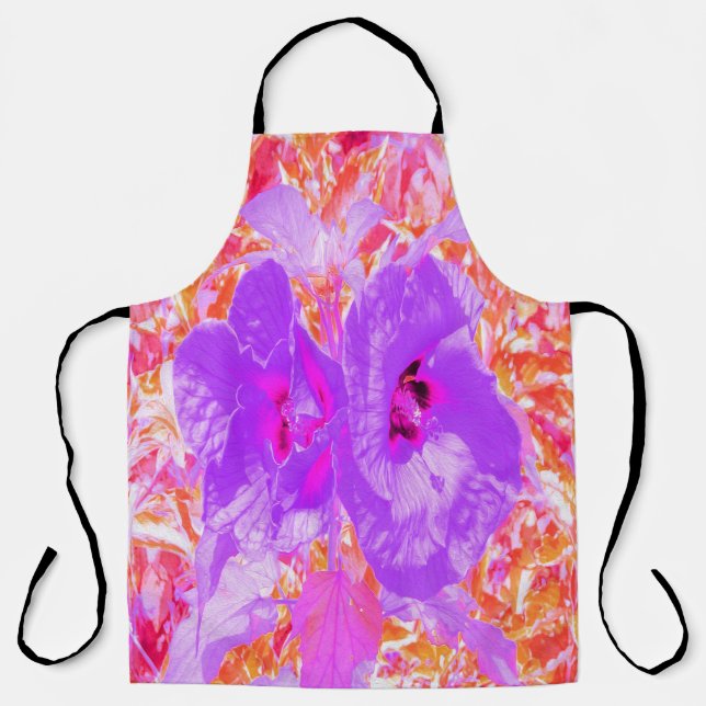 Delantal Dos púrpura y picante ciruela loca Hibiscus (Anverso)