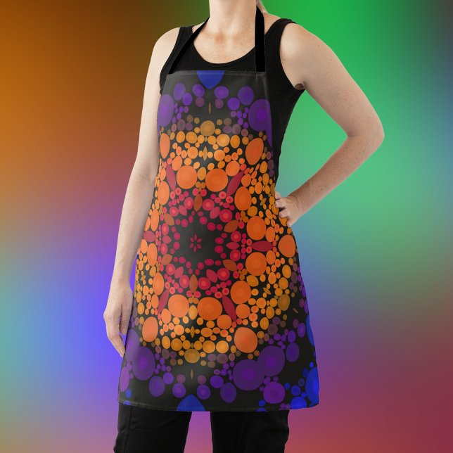 Delantal Dot Mandala Flor amarillo morado y azul (Subido por el creador)