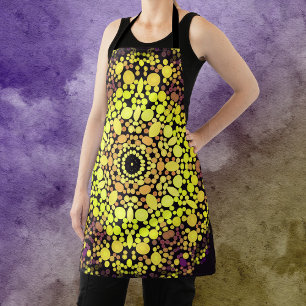 Delantal Dot Mandala Flor amarillo morado y negro