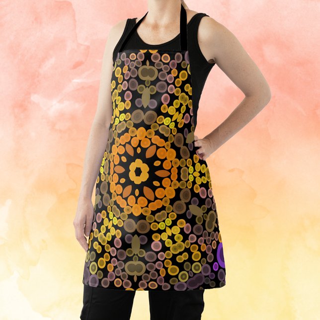 Delantal Dot Mandala Flor Amarillo y Púrpura (Subido por el creador)