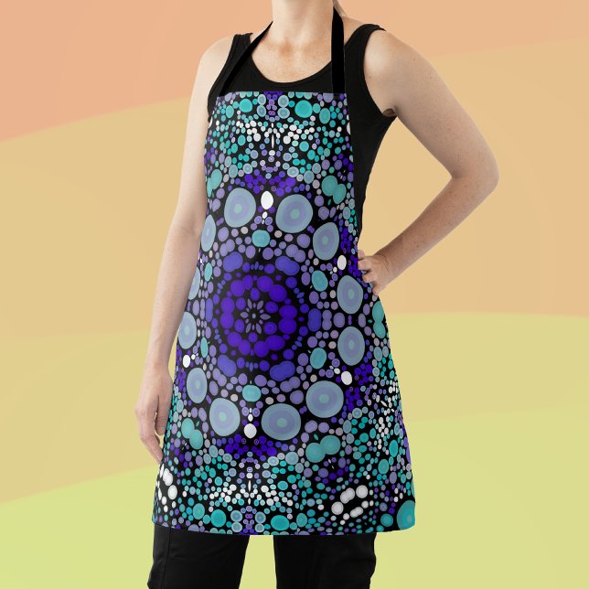 Delantal Dot Mandala Flor Azul morado y blanco (Subido por el creador)