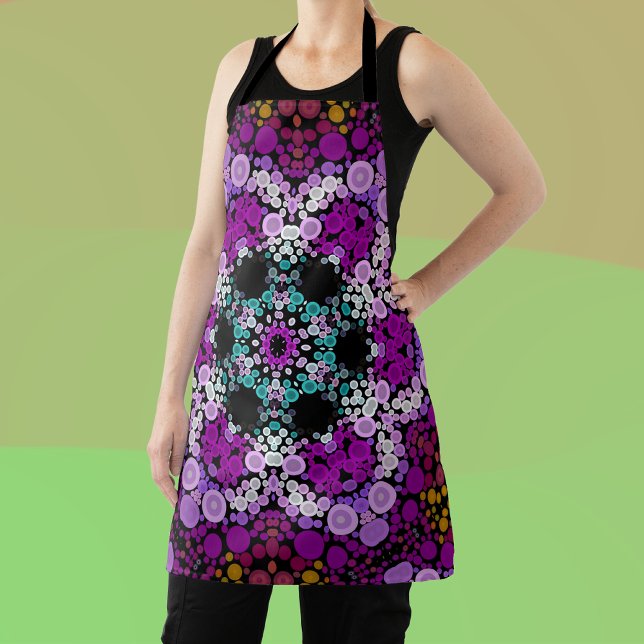 Delantal Dot Mandala Flor Azul rosa y amarillo (Subido por el creador)