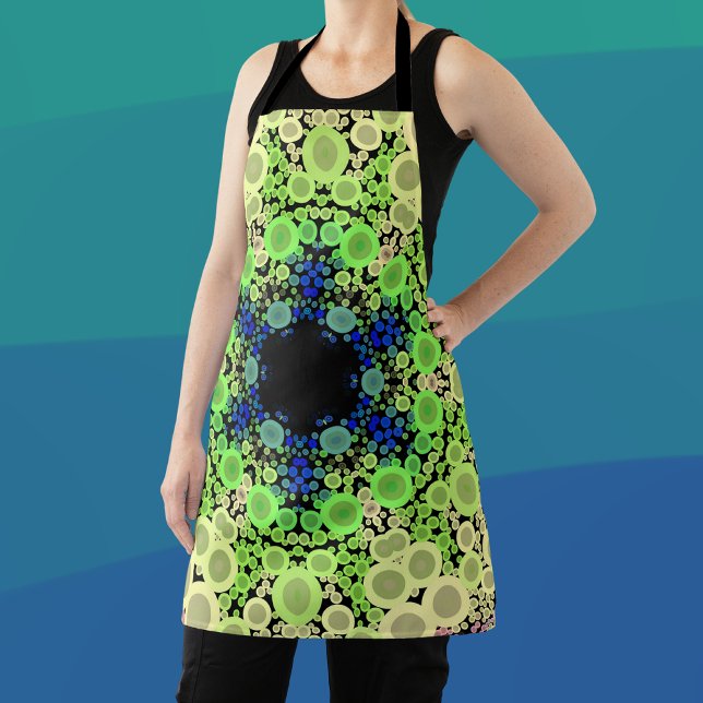 Delantal Dot Mandala Flor Azul Verde y Amarillo (Subido por el creador)