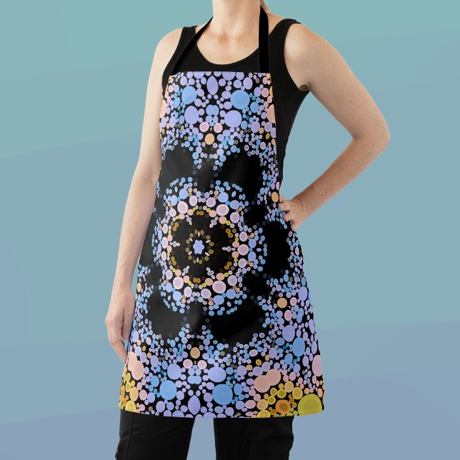 Delantal Dot Mandala Flor azul y amarillo (Subido por el creador)