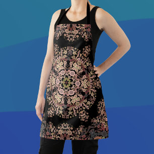 Delantal Dot Mandala Flor Marrón y gris