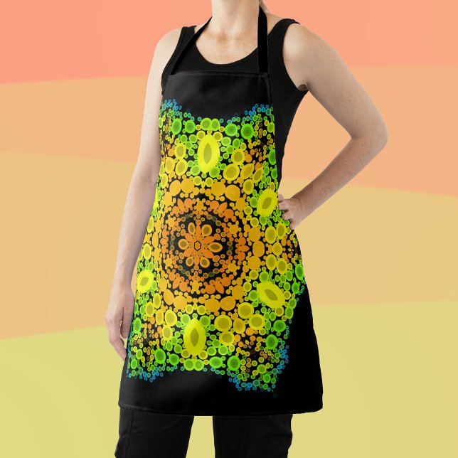 Delantal Dot Mandala Flor Naranja Amarillo Verde y Azul (Subido por el creador)