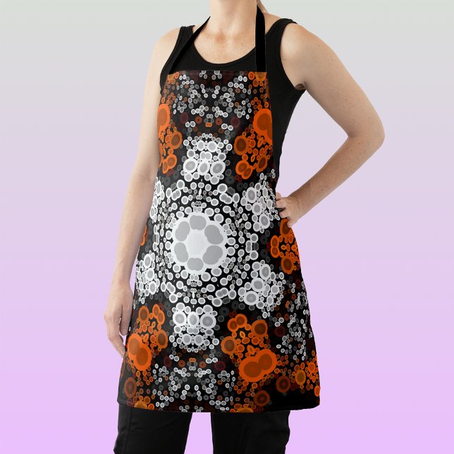 Delantal Dot Mandala Flor Naranja blanco y negro (Subido por el creador)
