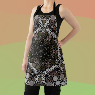 Delantal Dot Mandala Flores Marrón y blanco