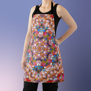 Delantal Dot Mandala Naranja Rosa azul y blanco