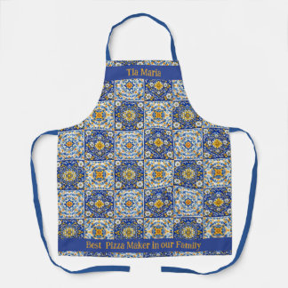 Delantal Double‑Text Azulejo Kitchen Apron 