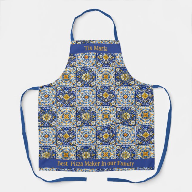 Delantal Double‑Text Azulejo Kitchen Apron  (Anverso)