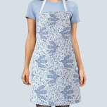 Delantal Dove Bird Blue Pattern<br><div class="desc">Modalidades de arte folclórico azul y blanco para la paz y la esperanza. Arte original de Nic Squirrell.</div>