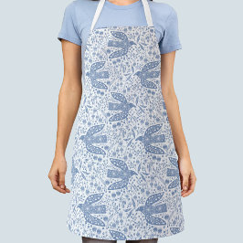 Delantal Dove Bird Blue Pattern