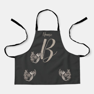 Delantal Dove Elegante Monograma Nombre B Inicial Apron