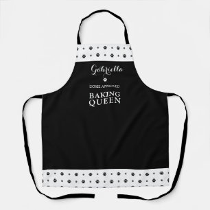 Delantal Doxie Aprobado Baking Queen Black White Personaliz