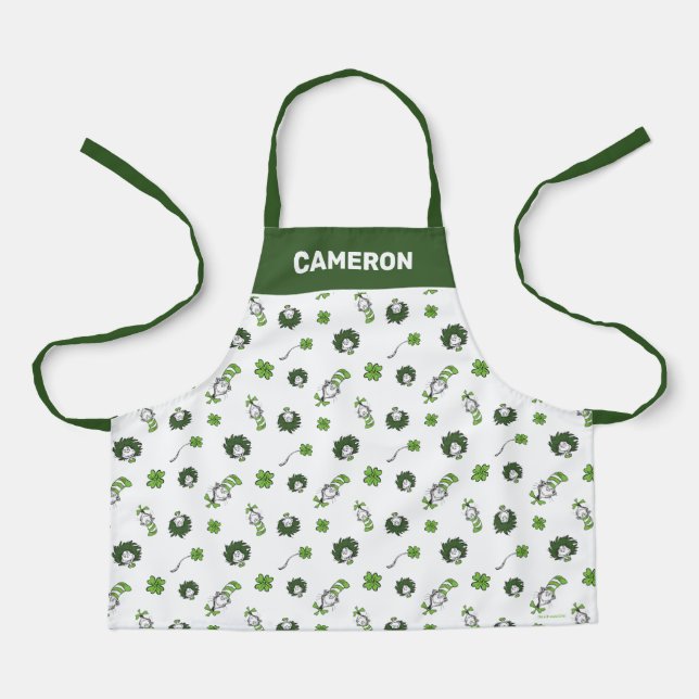 Delantal Dr. Seuss | Gato en el patrón de Gorra (Anverso)