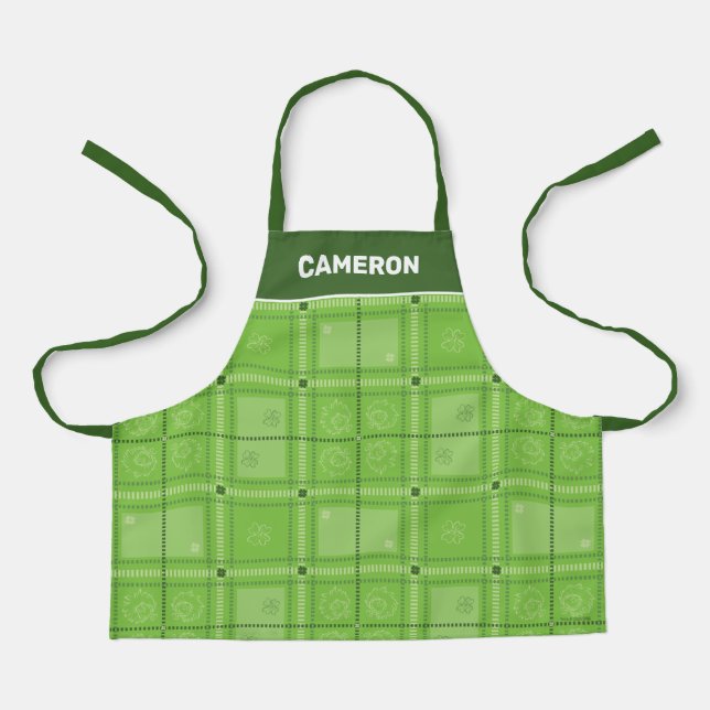 Delantal Dr. Seuss | Patrón de platillos de San Patricio (Anverso)