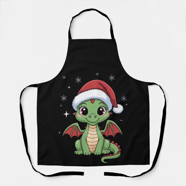 Delantal Dragón de bebé de Navidad Gorro de Santa Copos de  (Anverso)