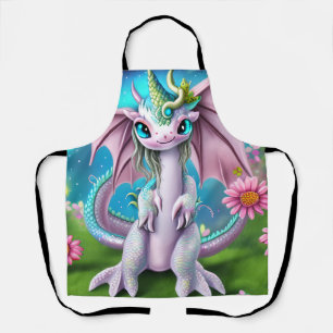 Delantal Dragón de bebé sonriente con flores