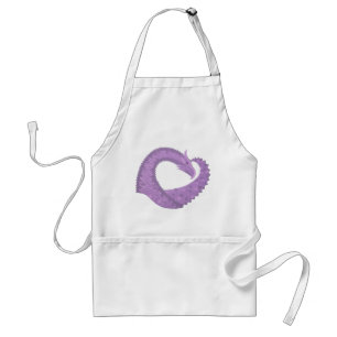 Delantal Dragón de corazón morado de lavanda en blanco