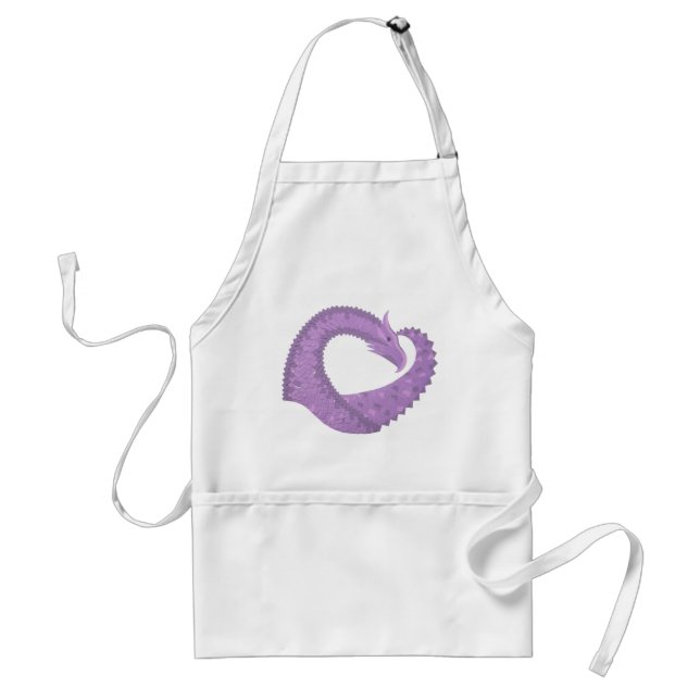 Delantal Dragón de corazón morado de lavanda en blanco (Frente)