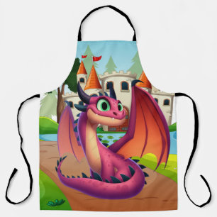 Delantal Dragón personalizado morado/rojo