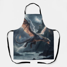 Delantal Dragón sobre el castillo.