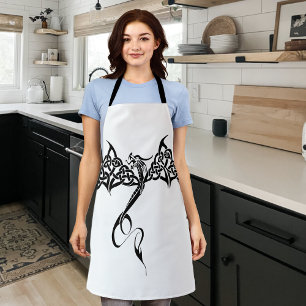 Delantal Dragón Tribal Celta Entrelazado Negro Blanco Fanta