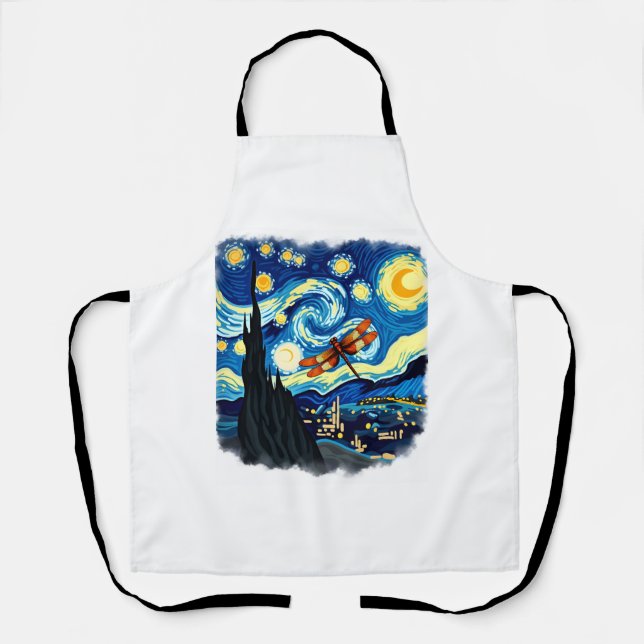 Delantal Dragonfly artístico Shirry Starry Night Dragonfly (Anverso)