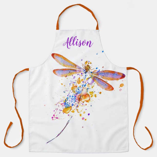 Delantal Dragonfly splatter personalizado Apron (Anverso)