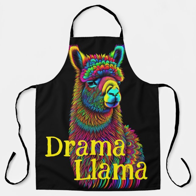 Delantal Drama Llama Color psicodélico (Anverso)