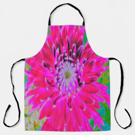 Delantal Dramática flor de Dahlia roja y rosa